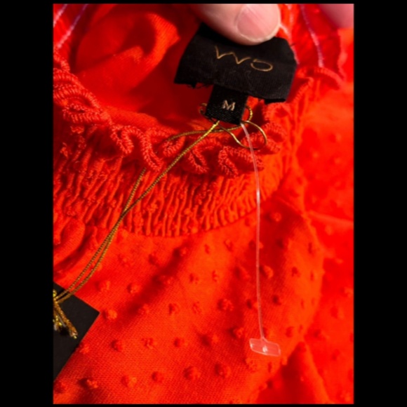 W5 Anthropologie Orange Sleeveless Swiss Dot High Neck Blouse Size M - NWT - Picture 11 of 13